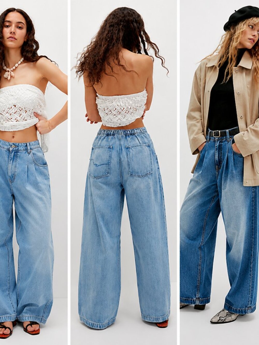 We The Free Crvy Nash Pull On Button Fly Slouchy Relaxed Wide Leg Jeans Size M